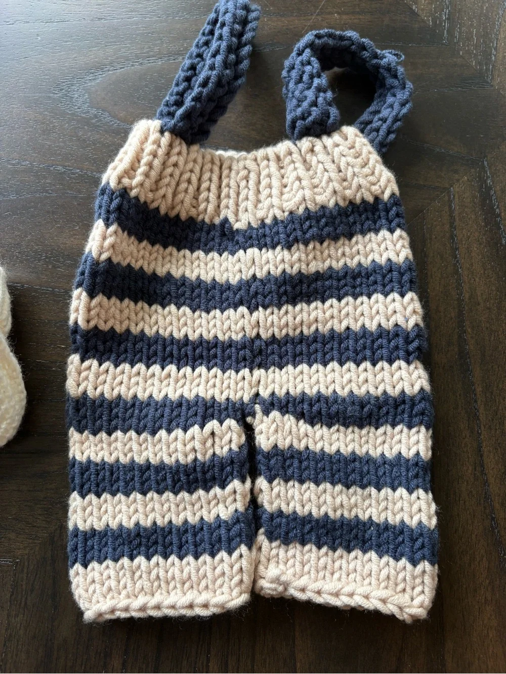 Newborn Hand Knit Striped Romper + Carter’s Booties